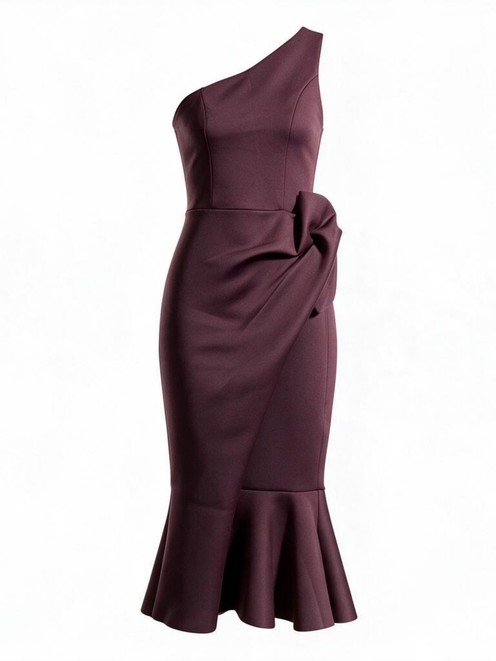 ASOS One-Shoulder Plum Sheath Dress with Side Bow